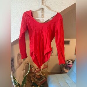Red long sleeve spandex body suit ! Women’s Large